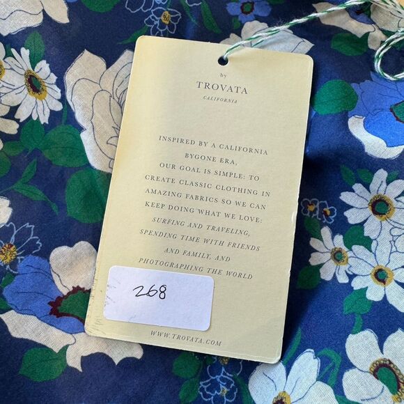 Trovata Birds of Paradise Clover Blouse Rosa Blanca Blue Lux Lightweight Large - Picture 11 of 12
